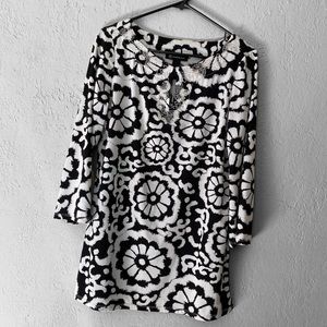 Womens beaded floral print tunic